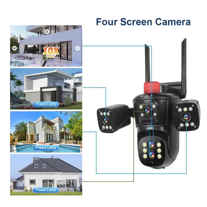LS VISION 20MP Wifi Caméra de Surveillance 10X Zoom 4 * Écrans En Plein Air Sans Fil Caméras de Sécurité 10k Détection Humaine Suivi Automatique