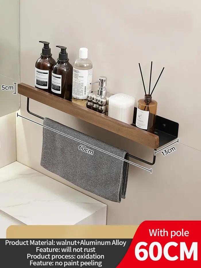 Bois aluminium étanche pour salle de bain étagères shampooing maquillage support de rangement accessoires cuisine Sorage
