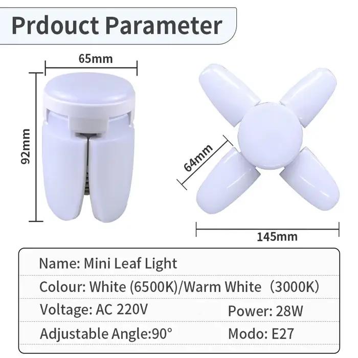 Ampoule LED en forme d'éventail E27 lampe à LED pliable 220V 110V 40 LED ampoules pour la maison plafonnier entrepôt Garage lumière blanc chaud