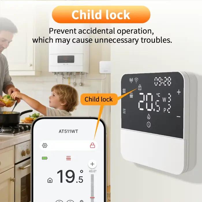 Thermostat Wifi Tuya sans fil pour chaudière à gaz