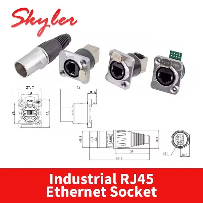 Connecteur Ethernet RJ45 Industriel Micro CAT5E CAT6A Prise Réseau 8P Type D Montage Panneau Droit Angulaire Pour Maison Connectée Occasions Spéciales