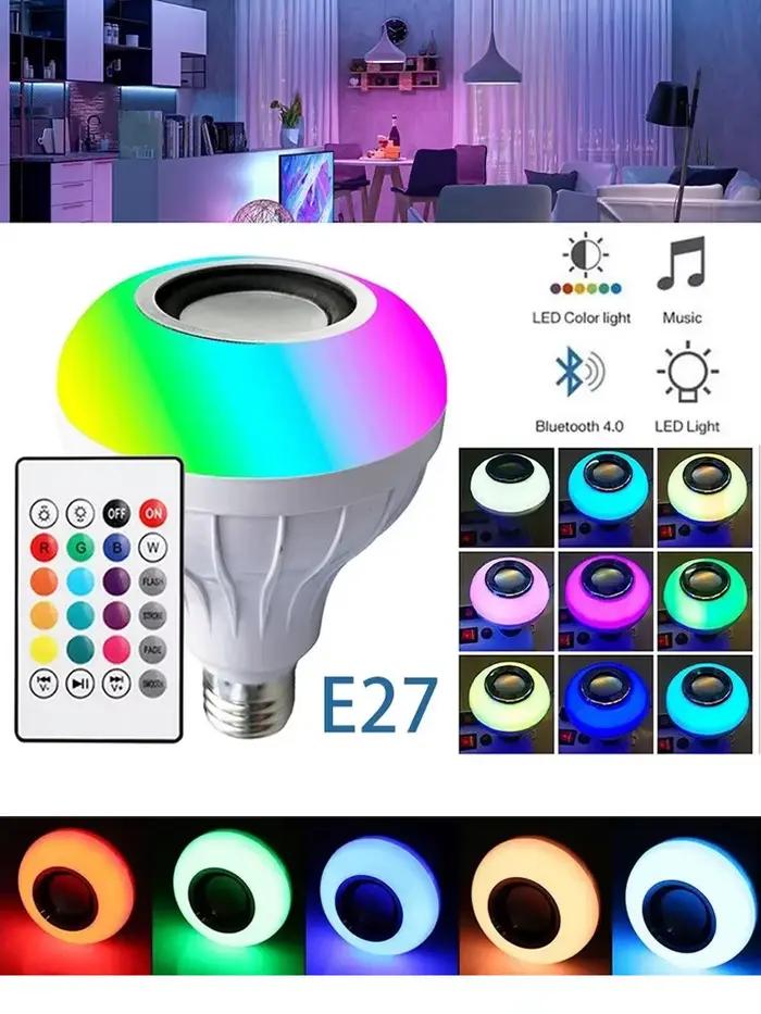 12W E27 RGB coloré musique télécommande LED ampoule Led lumières intelligentes Bluetooth