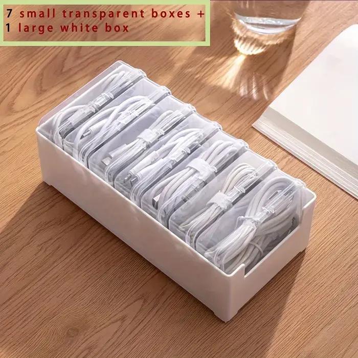 Boîte de rangement pour câbles avec 7 petits compartiments