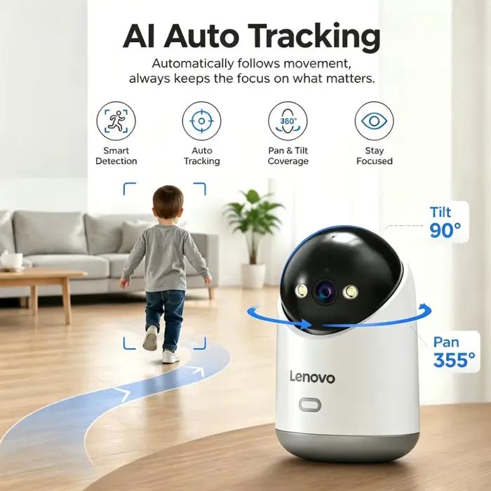 Caméra de sécurité domestique intelligente Lenovo 5MP 5G WiFi