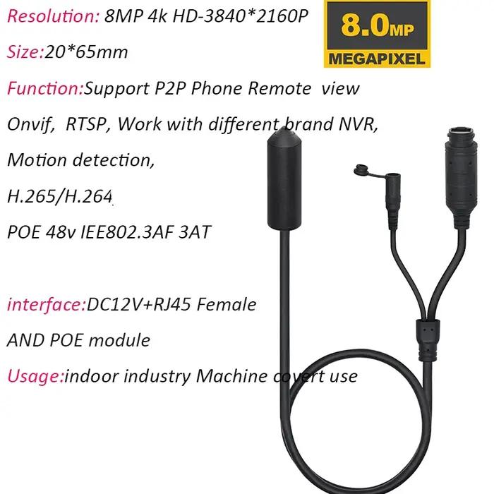 Caméra IP Miniature Cylindrique POE P2P Onvif 1080P 8MP 5MP 3MP avec Audio pour l'Industrie - Vente Directe Usine