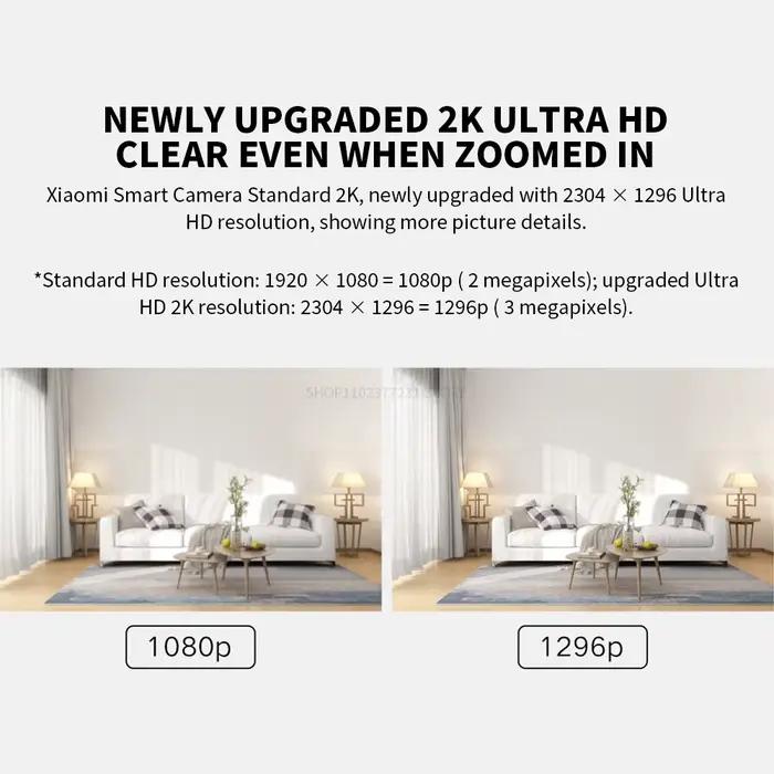XIAOMI caméra IP intelligente édition Standard 2K HD Vision nocturne infrarouge CCTV interphone vocal AI alarme Base magnétique maison WiFi Videcam