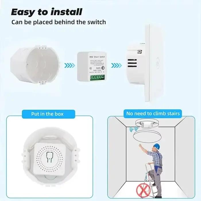 Module de commutation d'éclairage Wi-Fi intelligent 16A pour maison intelligente avec contrôle bidirectionnel et compatibilité Alexa Google Home