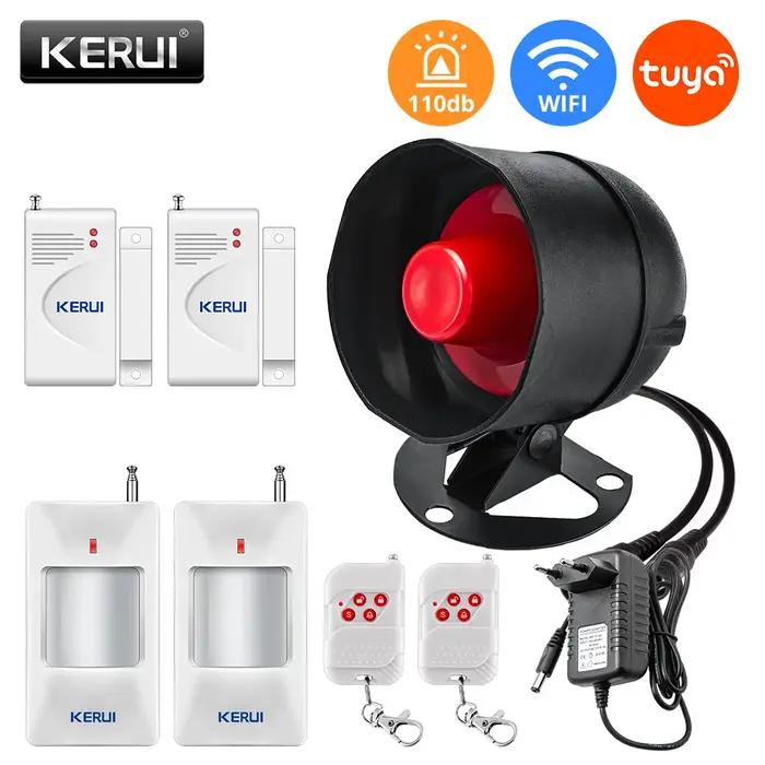 Kit de système d'alarme de sécurité WIFI intelligent KERUI pour maison et entreprise protection anti-intrusion haut-parleur sirène 110dB