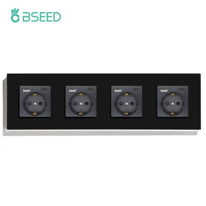 BSEED prise en verre ue simple avec prises murales USB