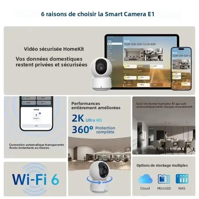 Caméra intelligente Aqara originale E1 2K 1296P 3MP 360 °