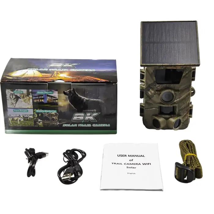 Nouvelle Caméra de Chasse Solaire 2026 4K 5K 60MP WiFi Étanche IP66 Grand Angle Vision Nocturne pour Surveillance Extérieure