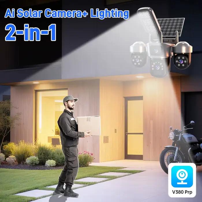 Caméra solaire WiFi PTZ extérieure sans fil avec détection humaine PIR