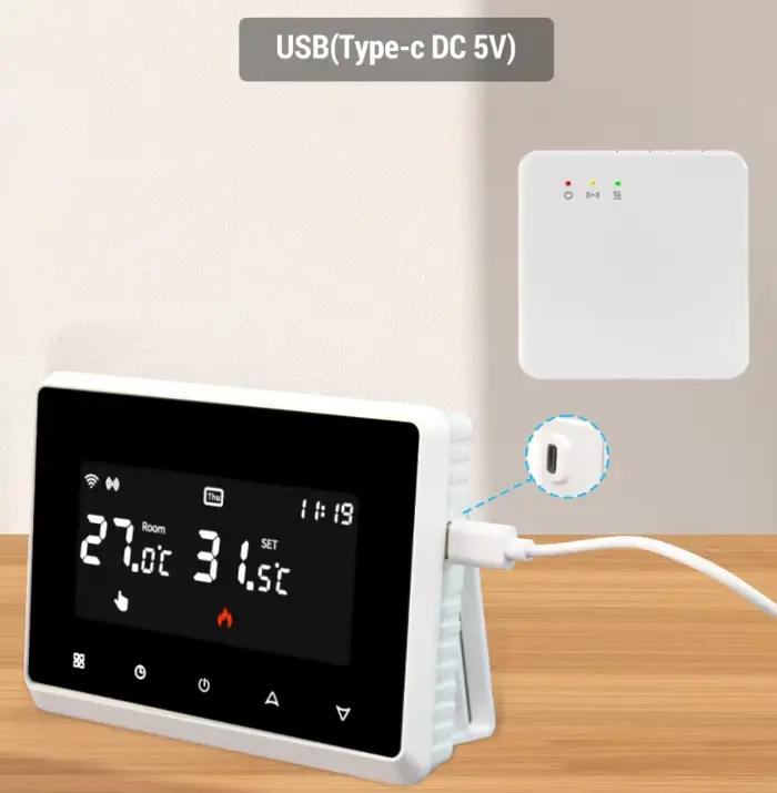 Thermostat de chauffage intelligent Tuya pour chaudière à gaz compatible Wi-Fi contrôle vocal Alexa Google Home programmable facile à installer pour une maison confortable et durable