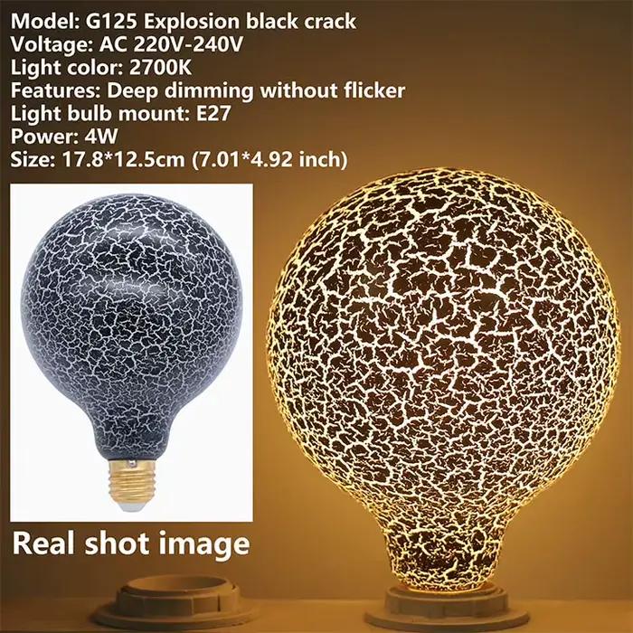 Ampoule Décorative à Intensité Réglable, Éclairage Créatif Personnalisé, VPN, Couleur Noire, 4W, G12