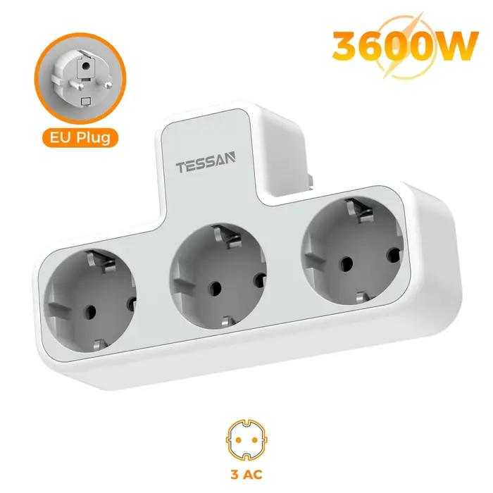 TESSAN prise murale Multiple avec 3 prises ca Ports de charge prise ue multiprise murale avec Protec