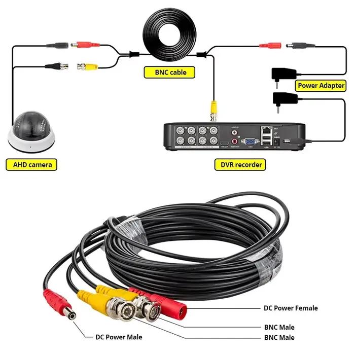 Câble vidéo BNC pour système de caméra DVR CCTV câble tout-en-un pour surveillance de sécurité installation simplifiée maison et entreprise occasions spéciales