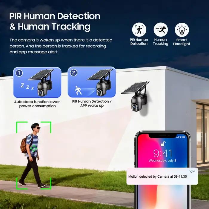 Caméra de surveillance solaire extérieure 4G SIM avec zoom optique 50X