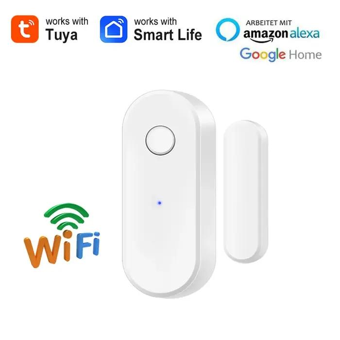 Capteur de porte et fenêtre WiFi intelligent Tuya compatible Alexa Google Home sécurité maison sans fil avec alertes en temps réel et contrôle à distance