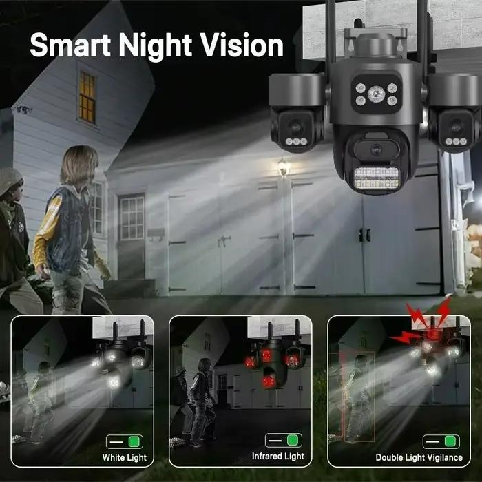 ICsee 8K HD Triple objectif PTZ caméra de sécurité extérieure 15MP suivi automatique WiFi