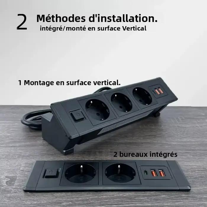 Prise cachée de bureau intégrée EU KR prises dissimulées avec Surface d'alimentation USB type-c