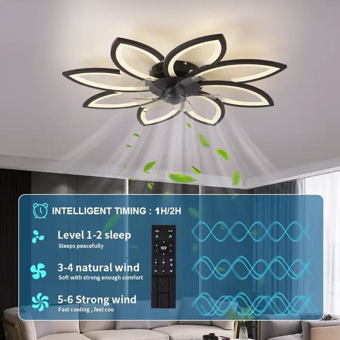 Pétales LED plafonnier ventilateurs de plafond avec lumière chambre Table à manger ventilateur lampe