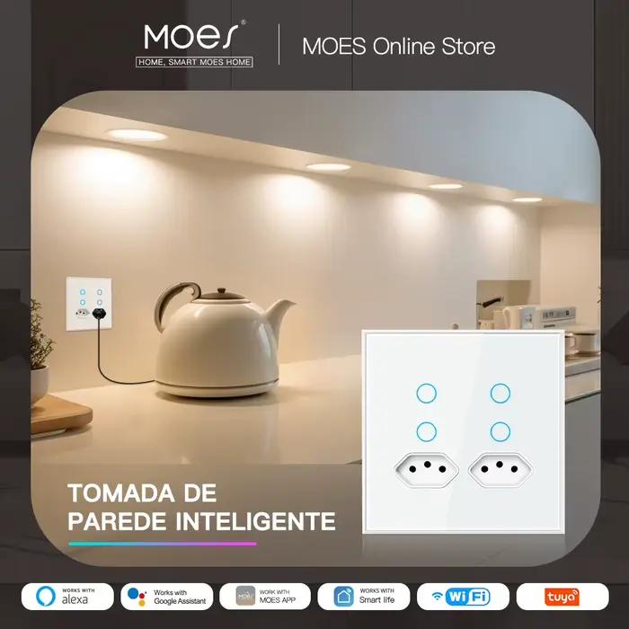 Interrupteur mural intelligent WiFi prise de courant Standard brésilienne prise électrique 100-250V interrupteur indépendant télécommande contrôle vocal application app adaptable flexibilité sécurité materiel ignifuge pc mode double controle indicateur statut redemarrage status