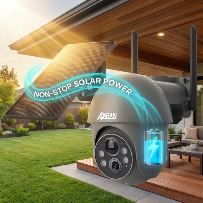 ANRAN 5MP sécurité solaire WiFi caméra extérieure sans fil Surveillance projecteur détection de mouvement couleur Vision nocturne visualisation à distance