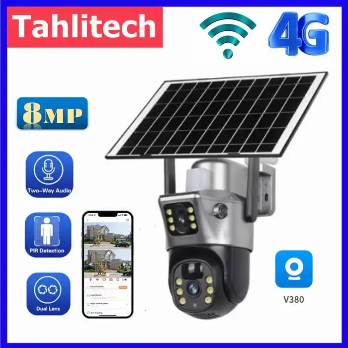 2026 extérieur 4K 8MP caméra solaire sans fil 4G Sim double objectif Wifi IP PIR HD