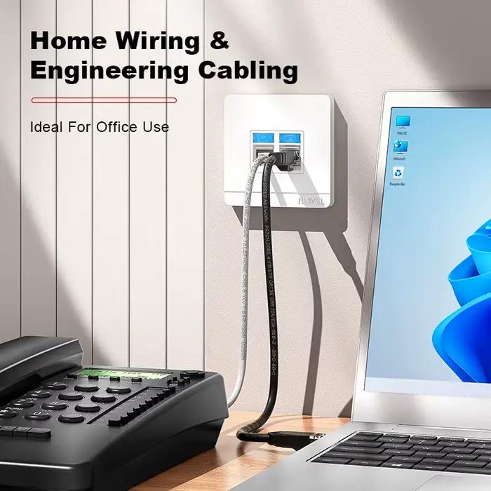 Plaque murale ROVLL RJ45 RJ11 1/2 ports pour connecteur Keystone CAT6 CAT5e CAT5 Ethernet (prise non incluse)