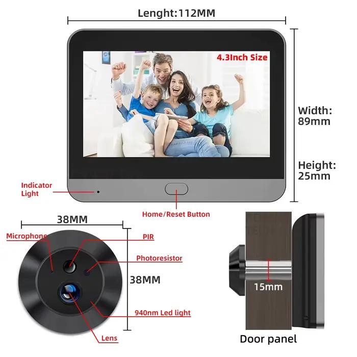 3MP Tuya Smart WiFi porte numérique oeil magique judas visionneuse PIR détection de mouvement Vision nocturne caméra Alexa Google vue large 140 °