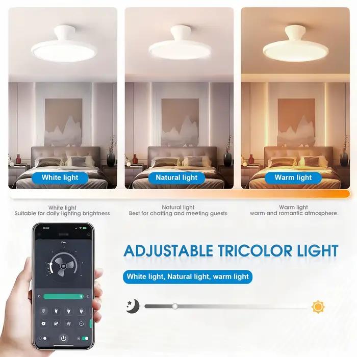 Ventilateur de plafond invisible moderne avec lumière LED moteur à courant continu grand volume d'air télécommande pour chambre salon et pièces de vie