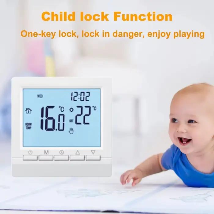 Thermostat programmable MINCO HEAT avec écran LCD pour chaudière à gaz, contrôle de température précis, sécurité enfant, pour usage domestique et professionnel