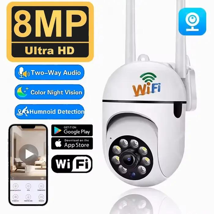 Caméra de Surveillance de sécurité extérieure IP sans fil 8MP PTZ avec Zoom 4X suivi humain AI Audio bidirectionnel HD Vision nocturne couleur