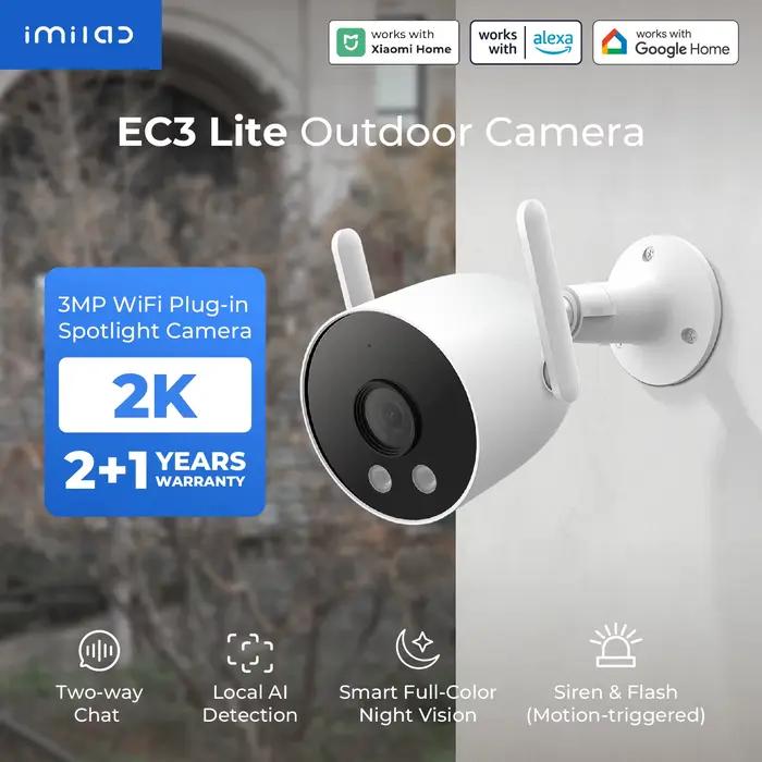 Caméra de sécurité IMILAB EC3 Lite à zoom numérique haute résolution pour surveillance extérieure et détecteur humain intelligent à installer à l'intérieur ou à l'extérieur