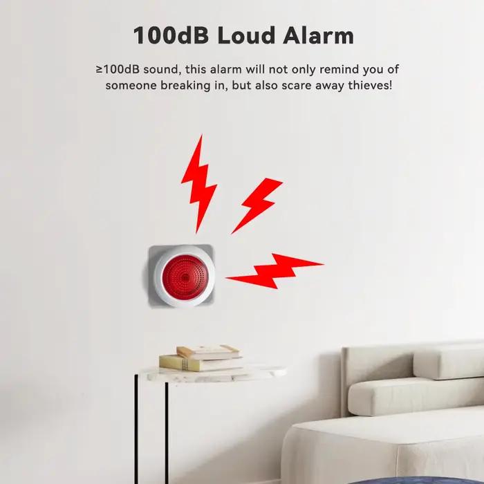 Meian Tuya 100dB sirène alarme sans fil Sirena Alarma liaison contrôle de Protection de sécurité Via l'application Smart Life ZigBee 3.0 passerelle