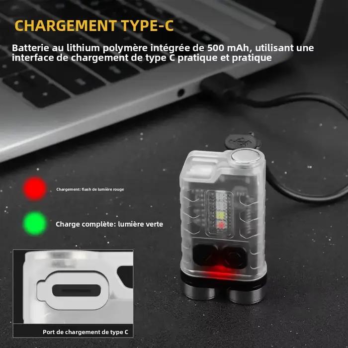 BORUiT V3 UV LED EDC porte-clés lampe de poche type-c