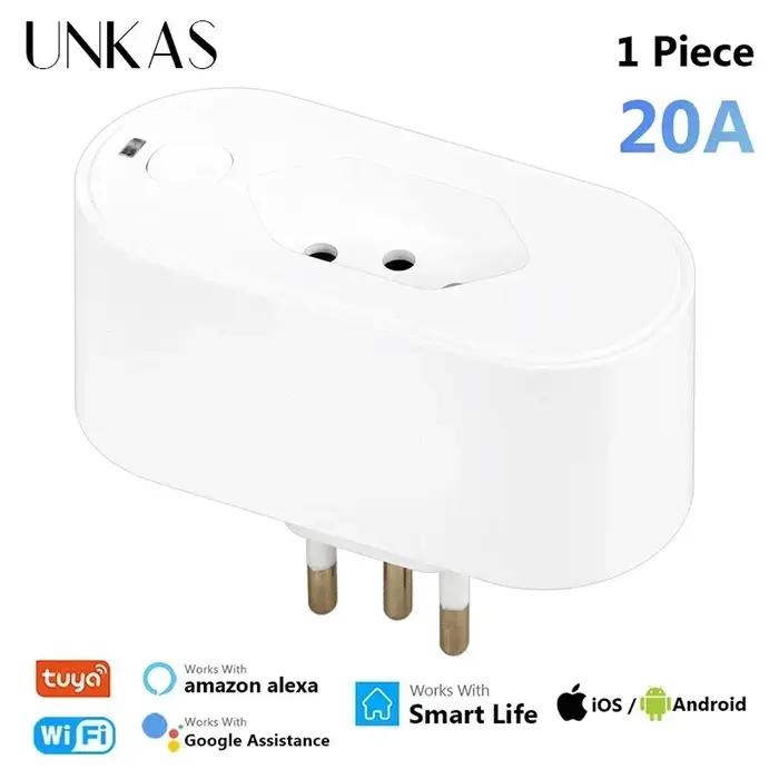 Prise intelligente Wi-Fi 16A 20A compatible Tuya Alexa Google Home pour contrôle à distance et surveillance consommation électrique domestique