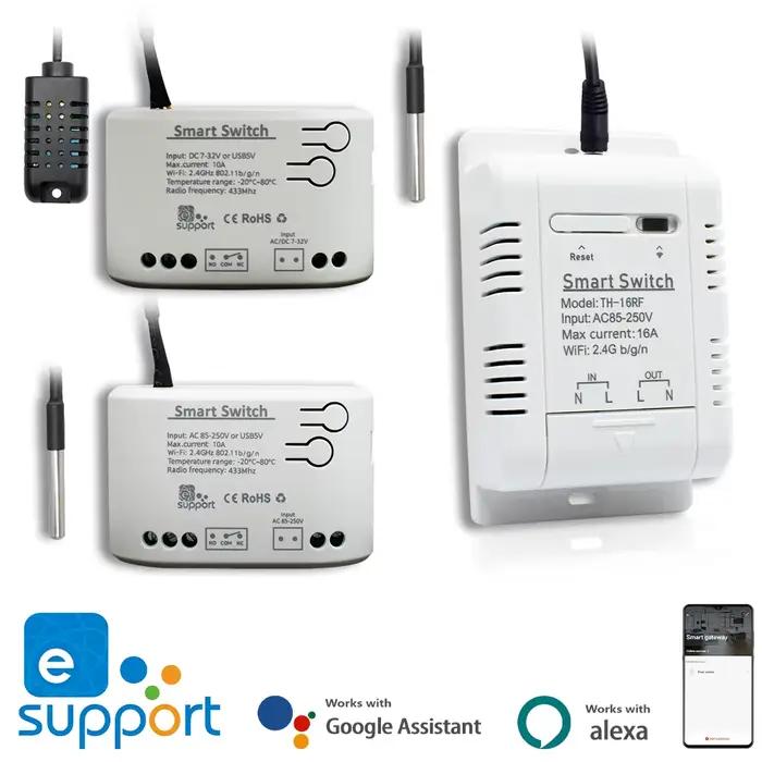 Commutateur intelligent TH16 16A Thermostat température humidité Surveillance WiFi eWelink Contrôle sans fil Compatible Alexa Google Home