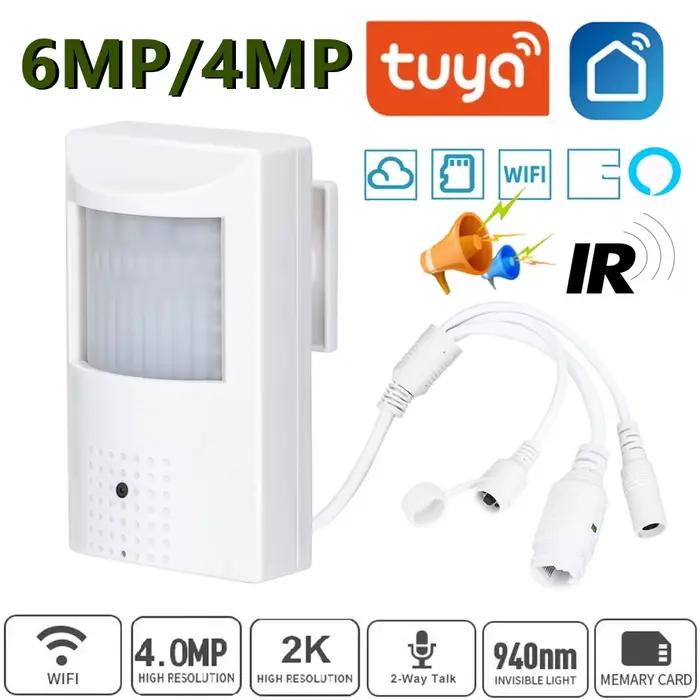 Tuya 6mp Mini caméra wifi IP 4MP PIR Style intérieur Onvif Audio intégré fente pour carte TF IPC Vision 48 pièces 940nm IR LED sécurité intelligente