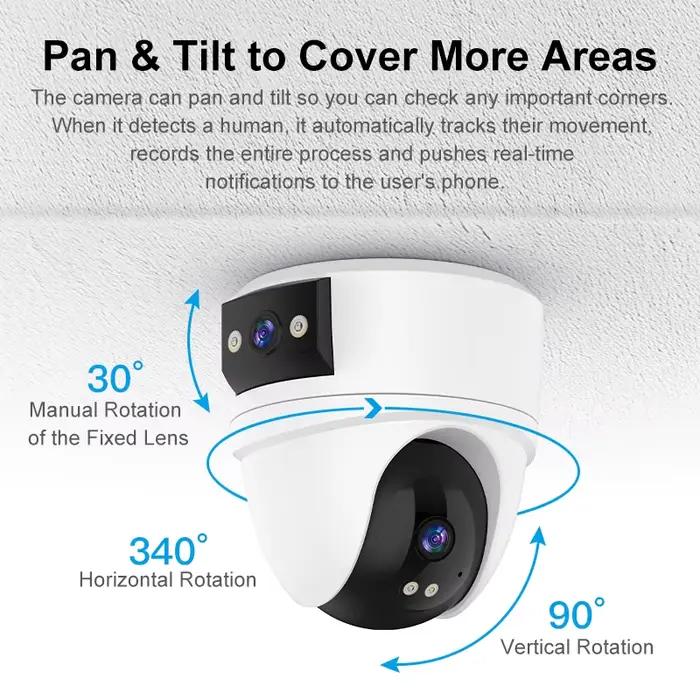 Caméra dôme IP Wi-Fi PTZ Vstarcam CS2DR 6MP à double objectif couleur