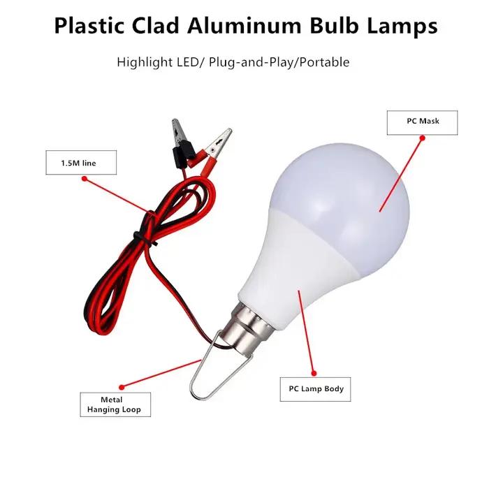 LED ampoule DC 12V 12V - 85v 3W 5W 9w 12W 15W 18w avec 1.2m fil commandé LED lumière 6000k pour la décoration de la maison