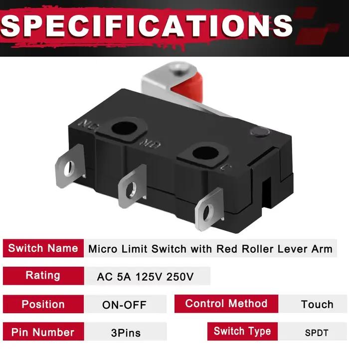 10 pièces Micro interrupteur de fin de course KW12-3 AC 250V 5A SPDT 1NO 1NC