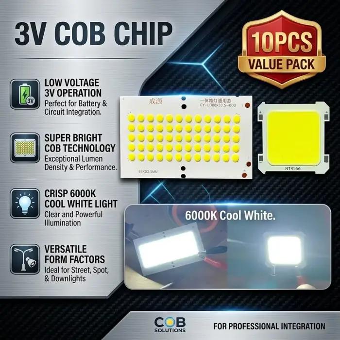 Sources de lumière COB LED 6W blanches portables pour camping et activités extérieures 10 pièces