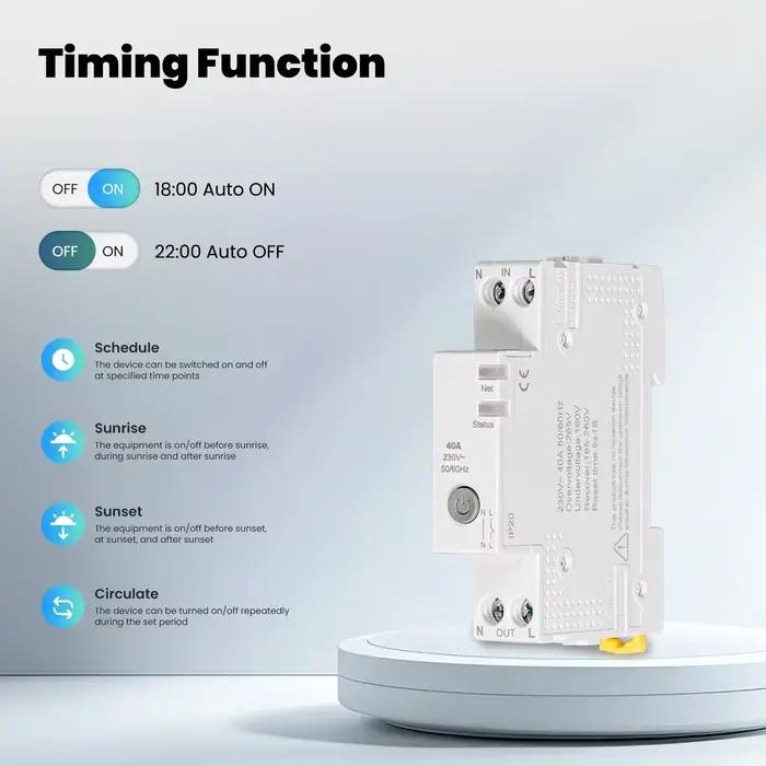 MOES – disjoncteur intelligent WiFi Tuya 40A, ensemble de seuil d'alarme, moniteur d'électricité V0, ignifuge, contrôle par application avec Alexa