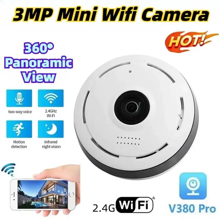 Caméra de surveillance Wi-Fi 360° AEVYVKV avec audio bidirectionnel pour sécurité maison et animaux de compagnie occassions spéciales