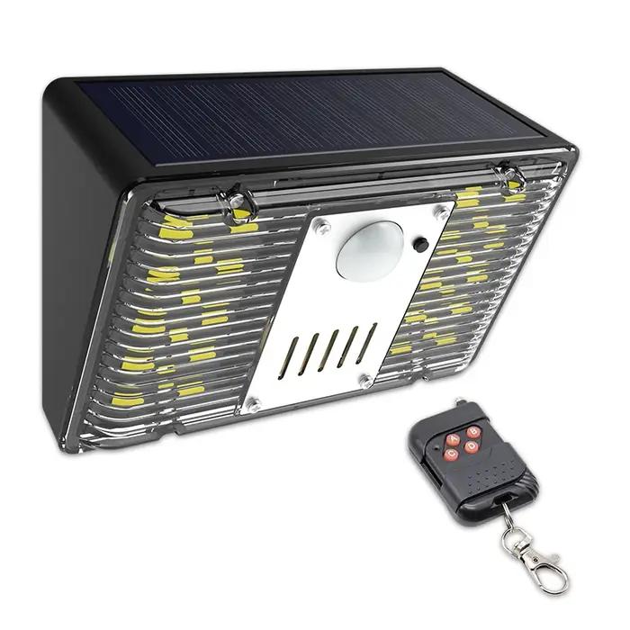 Lampe d'alarme solaire EGFirtor avec capteur de mouvement et télécommande de sécurité rouge pour protection extérieure et surveillance de maison