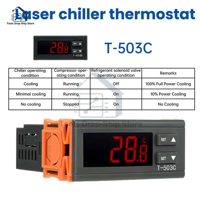 Thermostat de refroidissement Laser T-503C contrôleur de température numérique pour refroidisseurs laser huile applications industrielles occasions spéciales