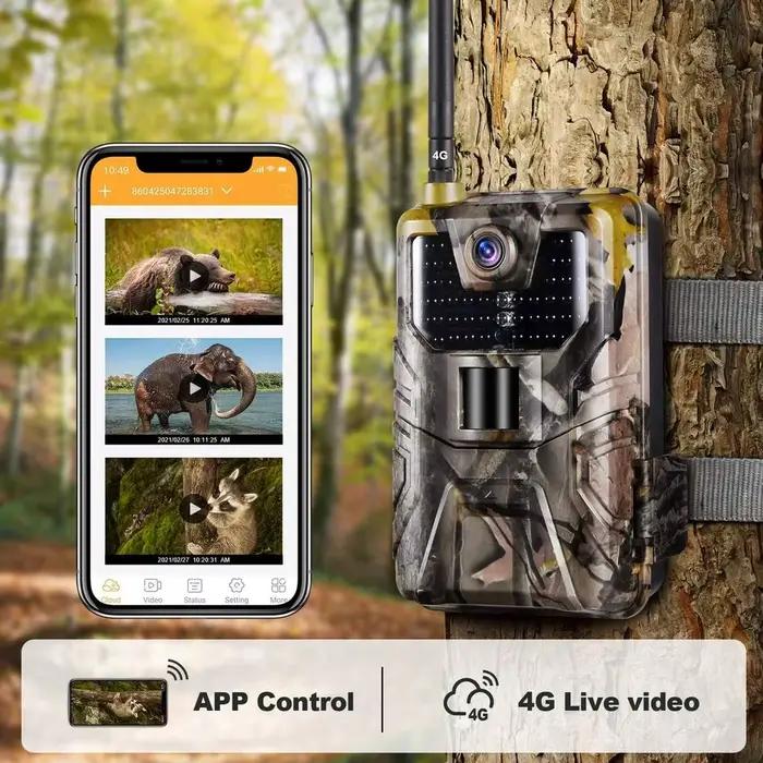 Caméra de chasse Suntek HC900PRO 4K 30MP 4G Cloud avec contrôle par application et vidéo en direct pour observation et surveillance de la nature