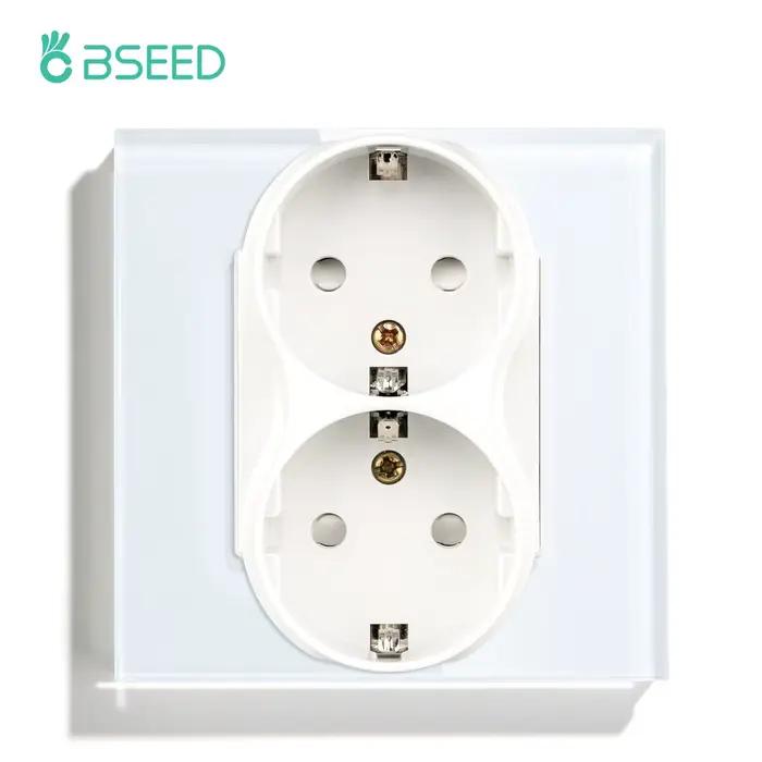 BSEED Double prises ue Europe double prises de courant panneau de verre Triple prises électriques 11