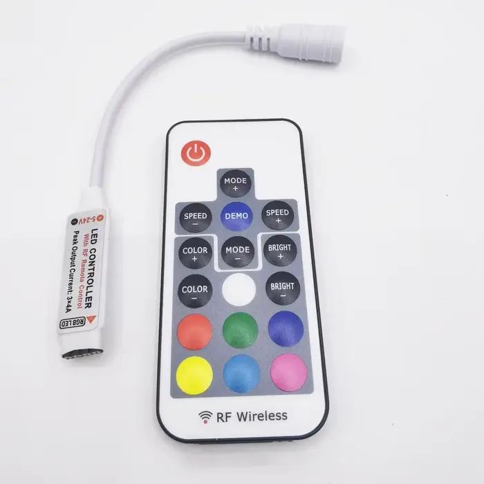 Mini télécommande de gradation LED sans fil RF à 17 touches pour bandes de couleur RGB 5050/3528/573